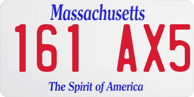 MA license plate 161AX5