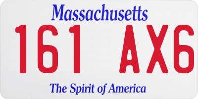 MA license plate 161AX6