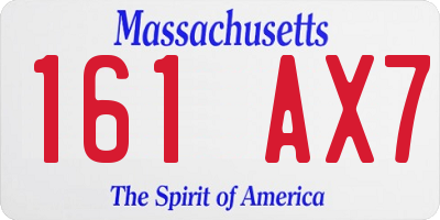 MA license plate 161AX7