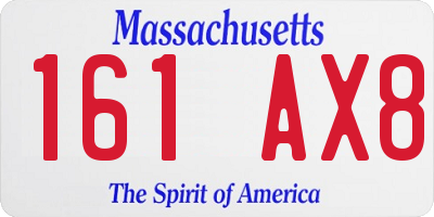 MA license plate 161AX8
