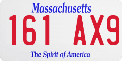 MA license plate 161AX9