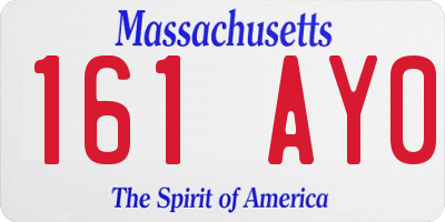 MA license plate 161AY0