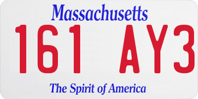 MA license plate 161AY3