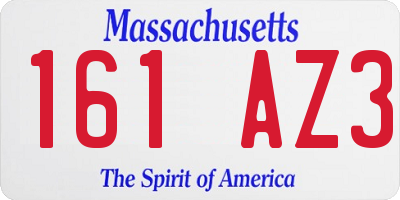 MA license plate 161AZ3