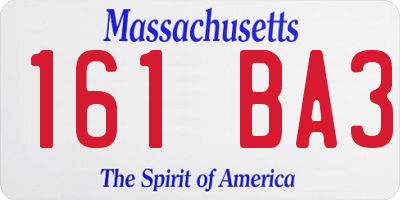 MA license plate 161BA3