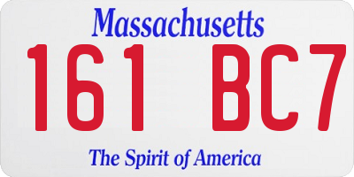 MA license plate 161BC7