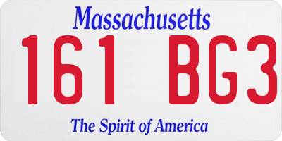 MA license plate 161BG3