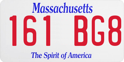 MA license plate 161BG8