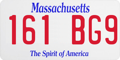 MA license plate 161BG9