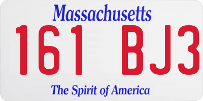 MA license plate 161BJ3