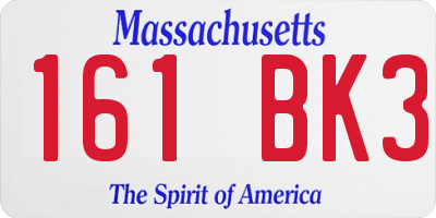 MA license plate 161BK3