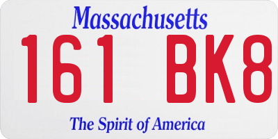 MA license plate 161BK8