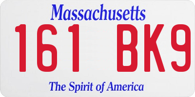 MA license plate 161BK9
