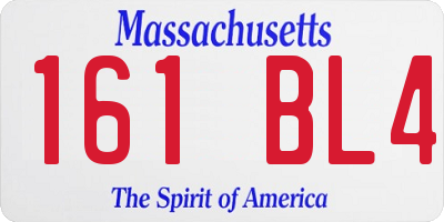 MA license plate 161BL4