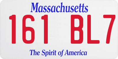 MA license plate 161BL7