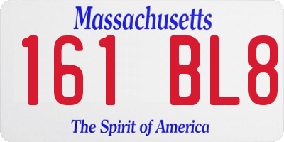 MA license plate 161BL8