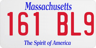 MA license plate 161BL9