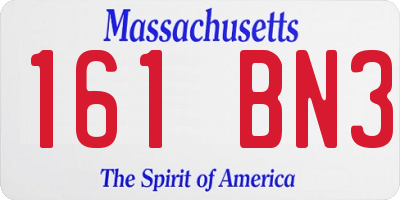 MA license plate 161BN3