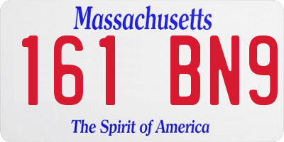 MA license plate 161BN9