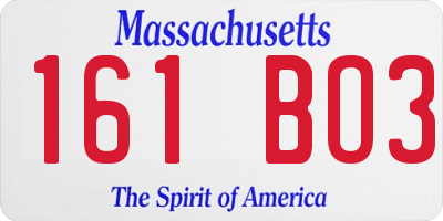MA license plate 161BO3