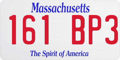 MA license plate 161BP3