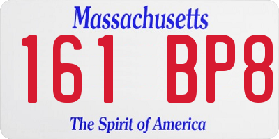 MA license plate 161BP8
