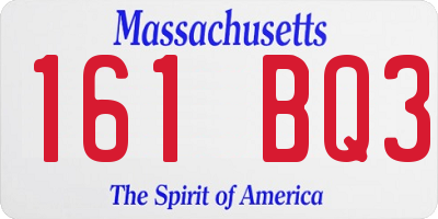 MA license plate 161BQ3