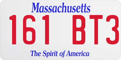 MA license plate 161BT3
