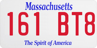 MA license plate 161BT8