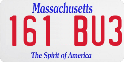 MA license plate 161BU3