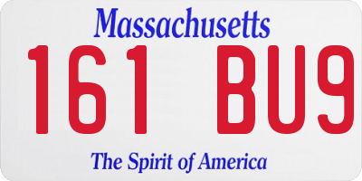 MA license plate 161BU9