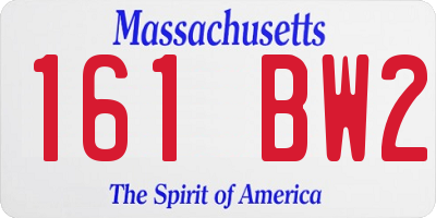 MA license plate 161BW2