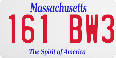 MA license plate 161BW3