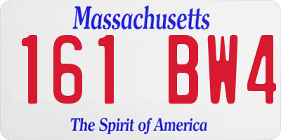 MA license plate 161BW4