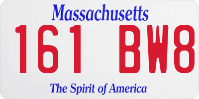 MA license plate 161BW8