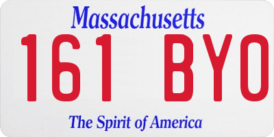 MA license plate 161BY0