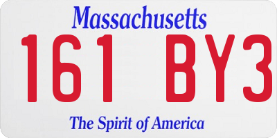 MA license plate 161BY3