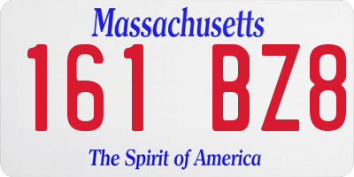 MA license plate 161BZ8