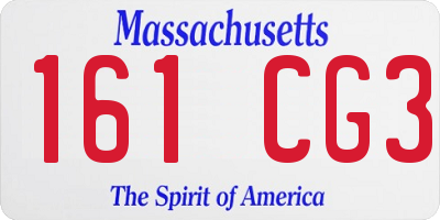 MA license plate 161CG3