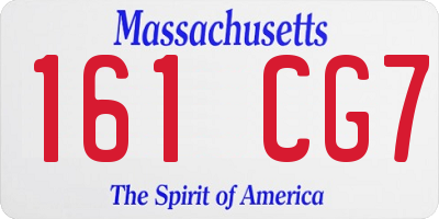 MA license plate 161CG7