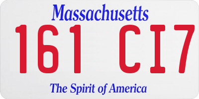 MA license plate 161CI7