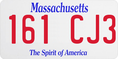 MA license plate 161CJ3