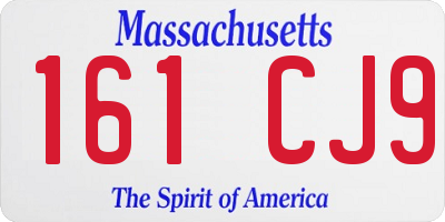 MA license plate 161CJ9