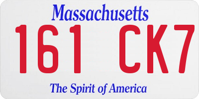 MA license plate 161CK7