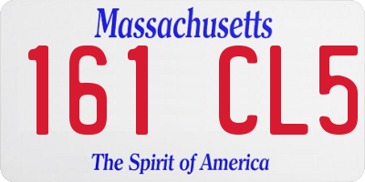 MA license plate 161CL5