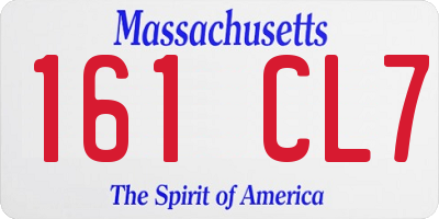 MA license plate 161CL7