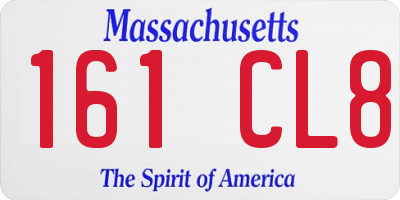 MA license plate 161CL8