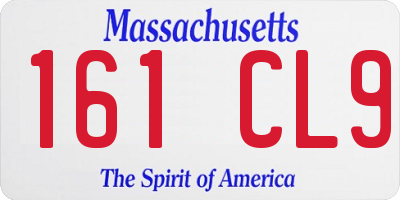 MA license plate 161CL9