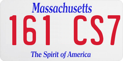MA license plate 161CS7