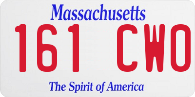 MA license plate 161CW0